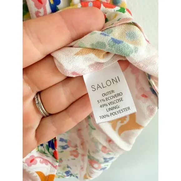 SaloniLea Smocked Floral-print Ecovero-blend Crepe Mini DressSz 0